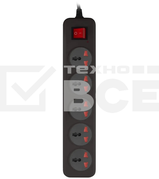 Сетевой фильтр Buro 500UNH-1.8-BG 1.8м (5 розеток) черный/серый (коробка)