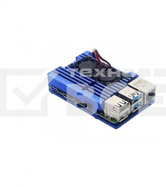 Корпус Qumo Aluminum case with double black fans, Raspberry Pi 4, blue(RS008)