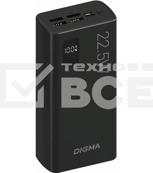 Портативный аккумулятор Digma DGPF30A 30000mAh QC3.0/PD3.0 22.5W 3A 4xUSB-A/USB-C черный