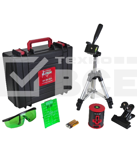 Нивелир лазерн. Elitech ЛН 2К-ЗЕЛ 2кл.лаз. 510нм цв.луч. зеленый 2луч. (201470)