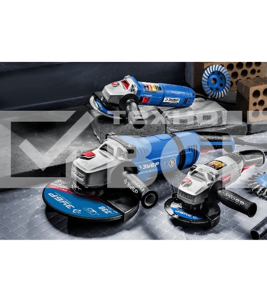 Угловая шлифовальная машина Зубр УШМ-П125-1500 ПСТ 1500Вт 9500об/мин рез.шпин.:M14 d=125мм