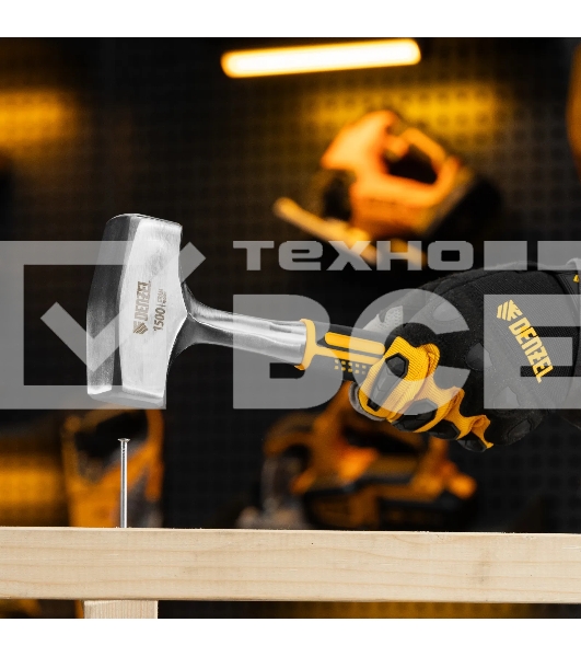 Кувалда Denzel 1,5 кг, цельнометаллическая, двухкомпонентная рукоятка