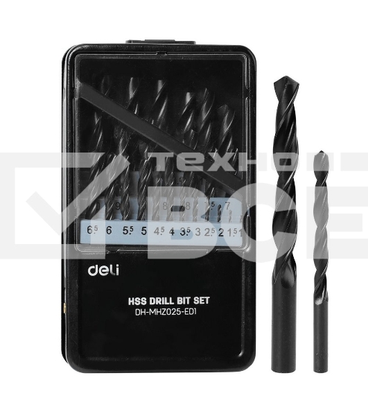 Набор сверл по металлу HSS (1-13мм, 25 шт) Deli DH-MHZ025-ED1 металлический кейс