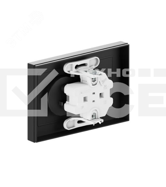 Розетка 2-м СП Эпика 16А без заземл. без защ. шторок с рамкой механизм черный EKF UP1-SOB-200