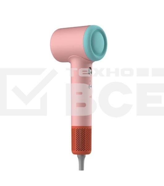 Фен Deerma DEM-CF51W розовый/бирюзовый, 1400 Вт, компактный, ионизация