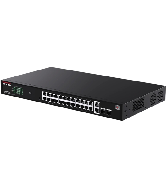 Коммутатор Web smart IP-COM G2228P-24-410W с 26 гигабитными портами и 2 SFP-портоми, PoE 24х30Вт (до 370Вт)