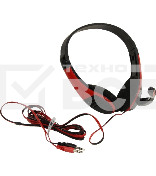 Наушники с микрофоном Oklick HS-M150 черный/красный 2.2м накладные (NO-003N)