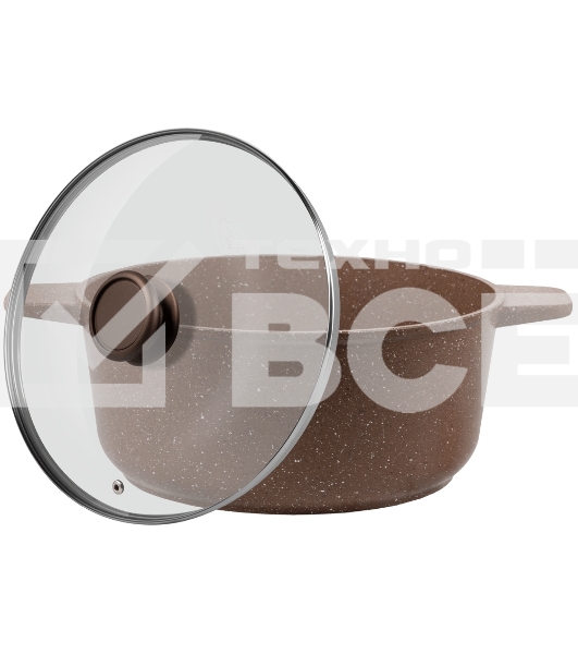 Кастрюля Maunfeld CARMEL MF24CRM01CR, 24 см, 4 л из литого алюминия со стеклянной крышкой