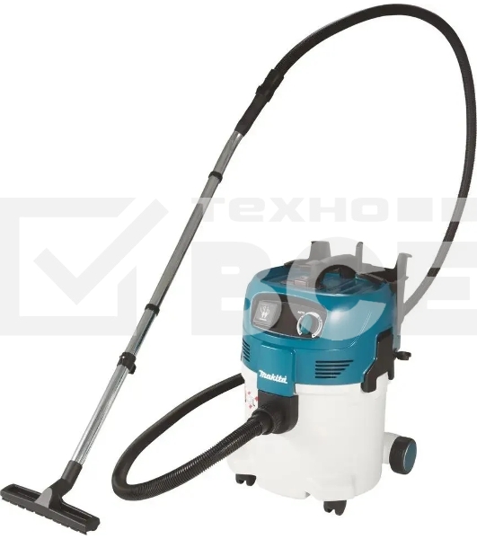 Строительный пылесос Makita VC3012L синий, 1200 Вт, уборка сухая/влажная, пылесборник мешок/контейнер, 30 л