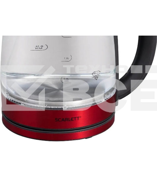 Чайник электрический Scarlett SC-EK27G65 красный/черный, 1800 Вт, 1.8 л