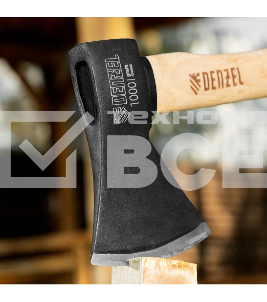 Топор Denzel 1000 г, кованый, буковое топорище