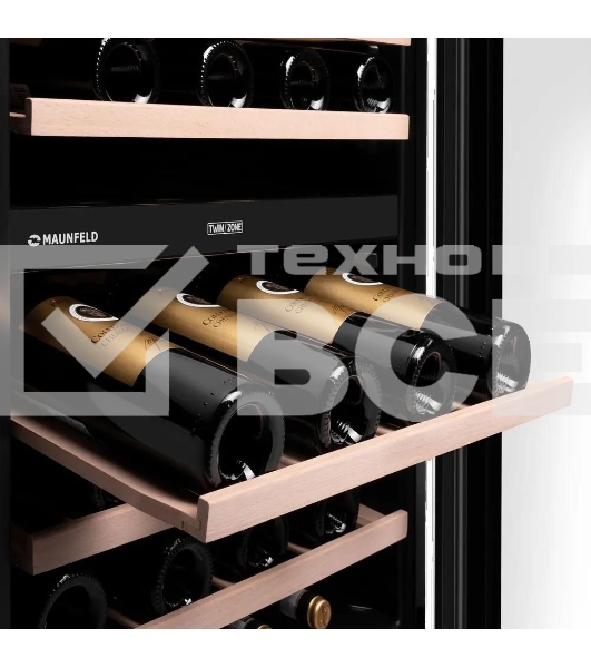 Винный шкаф встраиваемый Maunfeld MBWC-415D171, вместимость: 171 бутылок, черный