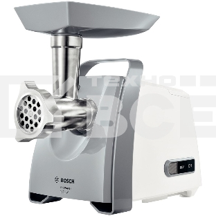 Мясорубка электрическая Bosch MFW 66020 белый/серый, 1800 Вт, 3.0 кг/мин, реверс, защита от перегрузки, насадки - 5