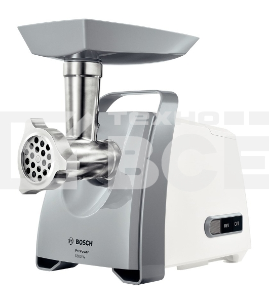 Мясорубка электрическая Bosch MFW 66020 белый/серый, 1800 Вт, 3.0 кг/мин, реверс, защита от перегрузки, насадки - 5