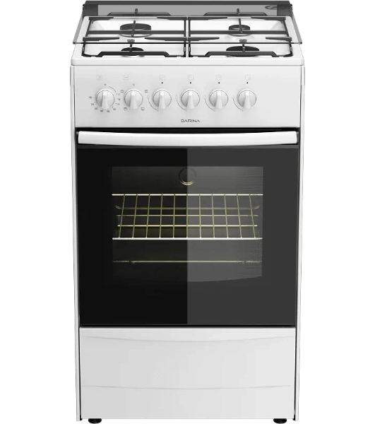 Плита комбинированная Darina 1B KM 441 301 W белый/черный, конфорок 4 шт, духовка 50 л, 50 см x 85 см x 53 см