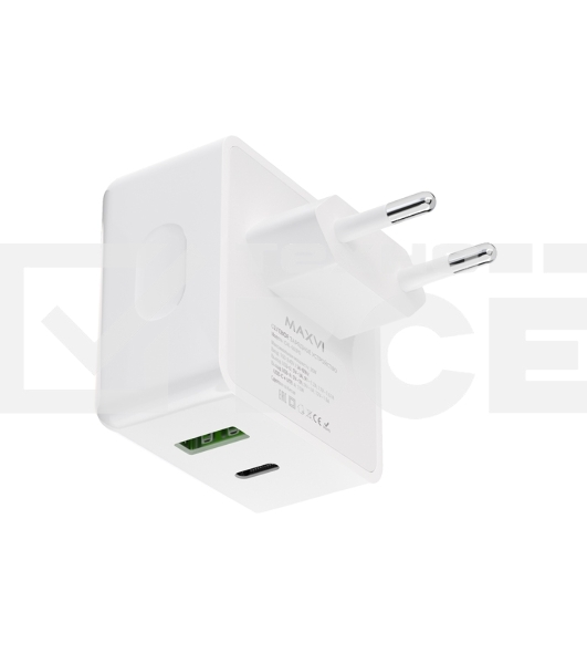 Сетевое зарядное устройство Maxvi CHL-603PD Type-C\USB 30W 6A (3A+3A) PD QC3.0, белый