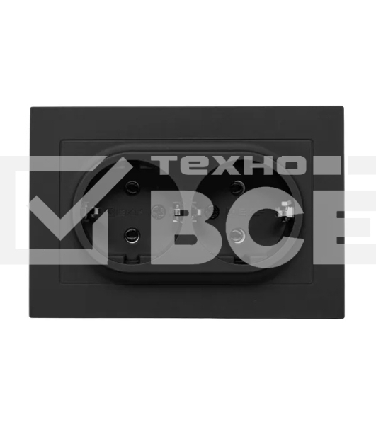 Розетка 2-м EKF UP1-SOB-210 СП Эпика 16А с заземл. без защ. шторок с рамкой механизм черный