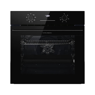 Духовой шкаф Kuppersberg HO 608 Black Glass, High-Tech, 78 л, поворотное управление, дисплей, таймер, 8 режимов, макс. температура 310 градусов, телескопические направляющие (на 1 уровень), цвет черный, цвет фурнитуры черный