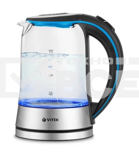 Чайник электрический Vitek VT-7028 1.7л. 2200Вт прозрачный корпус: стекло