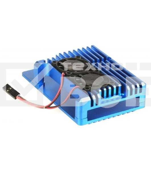 Корпус Qumo Aluminum case with double black fans, Raspberry Pi 4, blue(RS008)