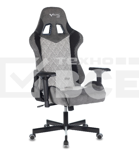 Кресло игровое Zombie VIKING 7 KNIGHT Fabric серый Loft ромбик текстиль/эко.кожа с подголов. крестовина металл