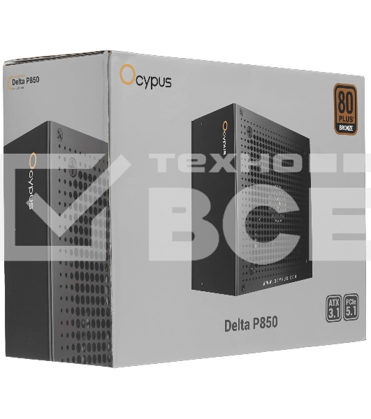 Блок питания Ocypus Delta P850, 850W, APFC, 80 PLUS Bronze, ATX 3.1, 120мм Fan (P850-BF)