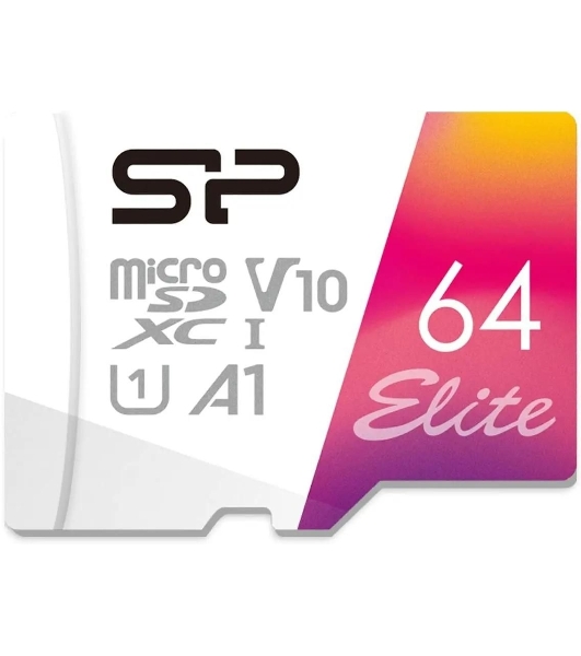 Флеш карта microSD 64Gb Silicon Power Elite A1 microSDXC Class 10 UHS-I U3 100 Mb/s (SD адаптер)