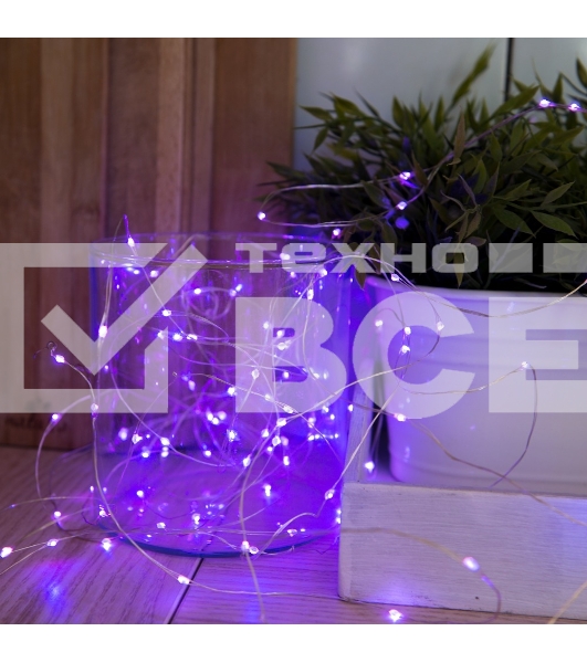 Гирлянда светод. Funray Нить, SE-STRING-10100P, 10м, 100 LED, фиолетовый, серебр. шнур 1,5м,