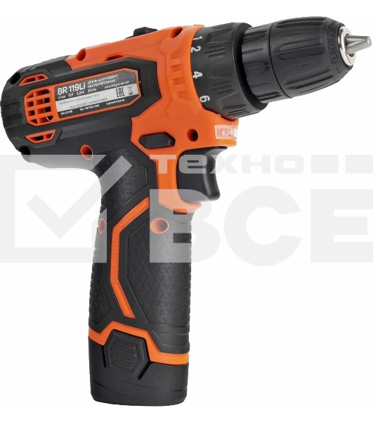 Дрель-шуруповерт аккумуляторная Patriot BR 119Li, Аккумуляторная, 12В, 2 АКБ