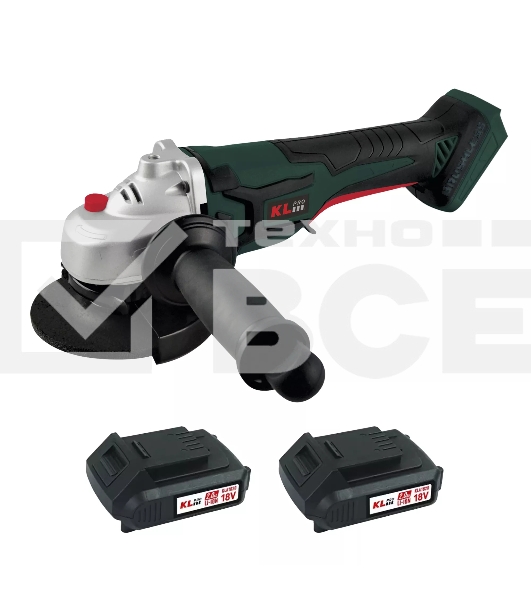 Угловая шлифовальная машина бесщеточная (болгарка) аккумуляторная KLPRO KLAT18B-20 (18В, Li-ion-2шт, 2.0Ач, 115мм, М14, 8500 об/мин З/У,сумка)