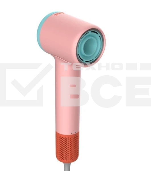 Фен Deerma DEM-CF51W розовый/бирюзовый, 1400 Вт, компактный, ионизация