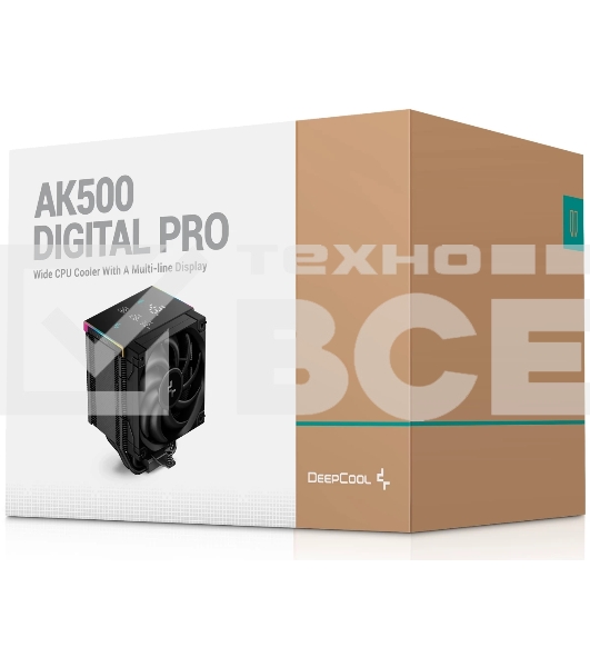 Кулер для процессора DEEPCOOL AK500 DIGITAL PRO черный, 120 мм, алюминий/медь, 1750 об/мин, 25 дБ, 4 pin, 162 мм