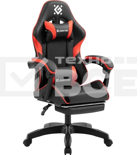 Кресло игровое Defender Serenity черный/красн,класс 2, PU,подножка