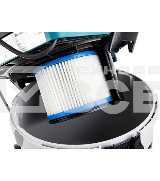 Строительный пылесос Makita VC3012L синий, 1200 Вт, уборка сухая/влажная, пылесборник мешок/контейнер, 30 л