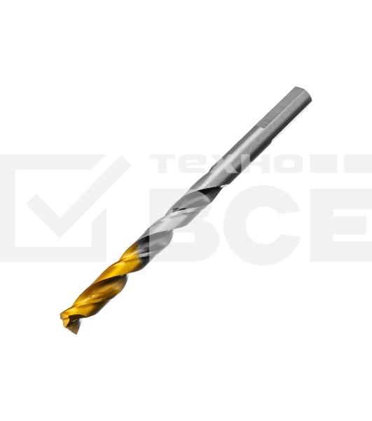 Сверло спиральное по металлу Denzel 7,5 x 109мм, Р6М5, Golden Tip, многогранная заточка