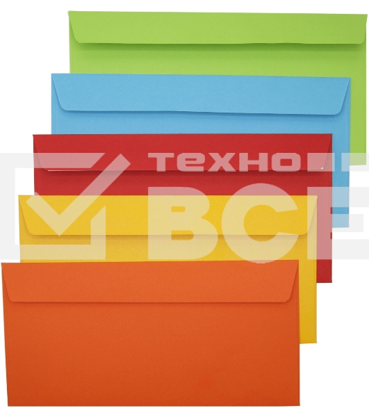 Конверт Silwerhof Eco 225А.10A C65 114x229мм ассорти, клеевой слой 120г/м2 (упаковка: 10шт)