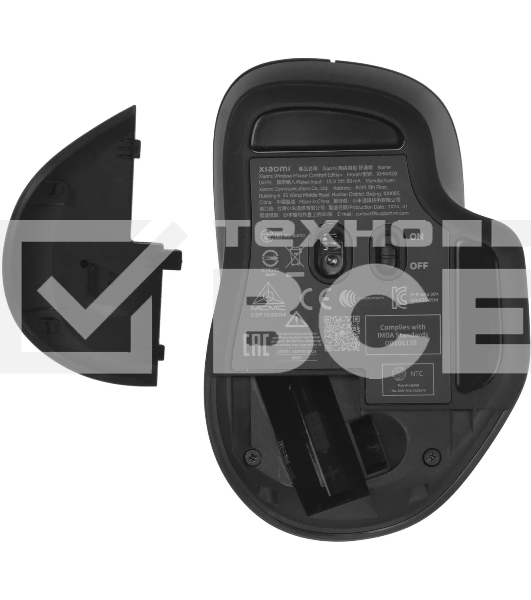 Мышь беспроводная Xiaomi Wireless Mouse Comfort Edition черный, 1200 dpi, радиоканал, USB, кнопки - 3