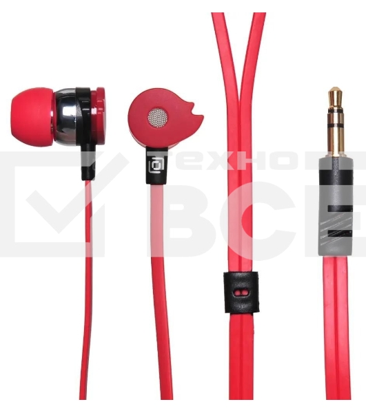 Проводные наушники Oklick HP-S-210 красный, внутриканальные, jack 3.5 мм