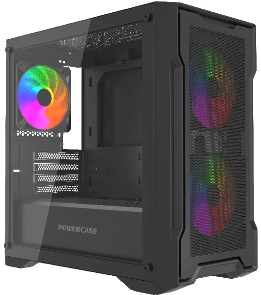 Компьютерный корпус Powercase Mistral Micro X3B ARGb, Tempered Glass, 3x 120мм ARGb PWM Fan, черный, mATX (CMMXB-A3)