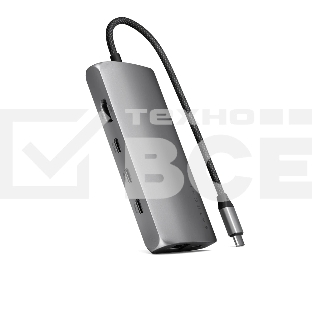 USB-концентратор Satechi USB-C Multiport Adapter 8K With Ethernet V3 (5xUSB Type-C, HDMI, RJ-45, SD), Серый космос Док-станция ST-P8KEM