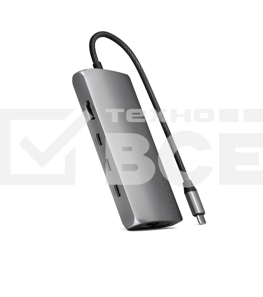 USB-концентратор Satechi USB-C Multiport Adapter 8K With Ethernet V3 (5xUSB Type-C, HDMI, RJ-45, SD), Серый космос Док-станция ST-P8KEM