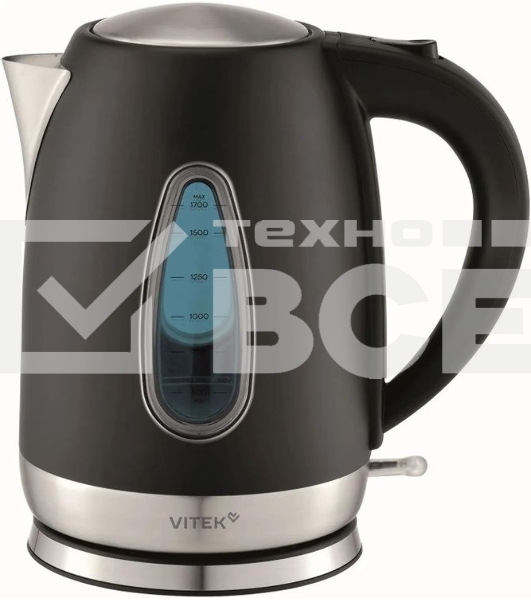 Чайник электрический Vitek VT-WK1065 1.7л. 2000Вт черный/серебристый корпус: металл