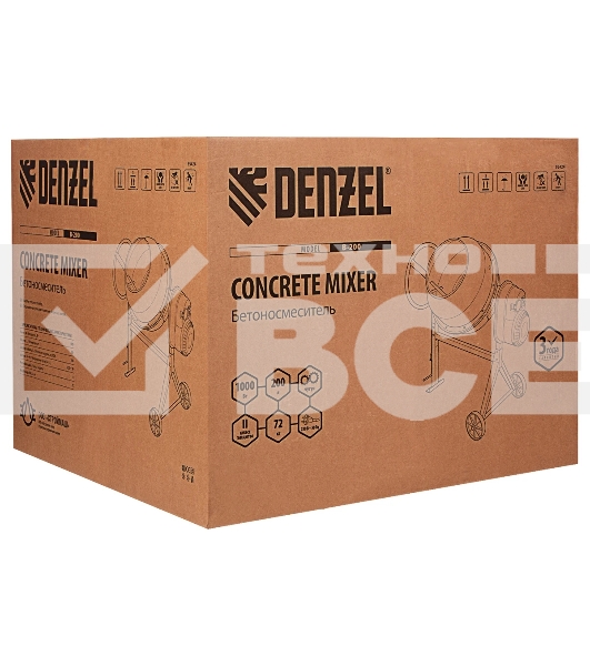 Бетономешалка Denzel B-200 1000Вт 200л