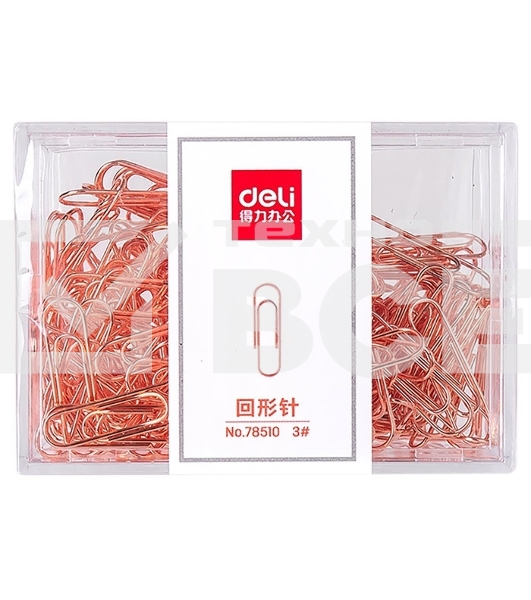 Скрепки Deli 78510 металл 29мм золотистый (упак.:160шт) пластиковая коробка