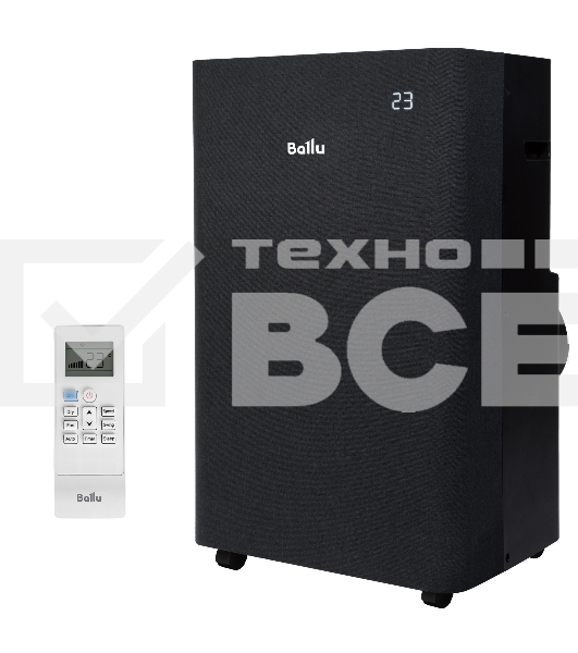 Кондиционер мобильный Ballu Velure BPAC-12 EW/N6 12000 BTU, 30 м², 50 дБ, охлаждение, осушение, черный