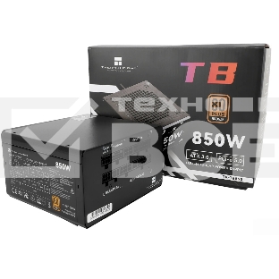 Блок питания Thermalright, 850W 80+ Bronze (ATX, 3.0, PCIe 5.0, Full modular, 1x24(20+4)pin, 2xCPU 8(4+4)pin, 4xPCIe*2 8(6+2)pin, 3xSATA3, 1x12+4pin (12VHPWR PCIe 5.0 12+4pin 600mm), 3xMOLEX4pin, Active, 120x120mm, 150x140x86mm, APFC, black)