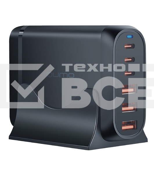 Сетевое зарядное устройство Qumo Energy Charger GaN PD 120 Вт, 3 USB-A + 3 USB Type-C,(0120), черный