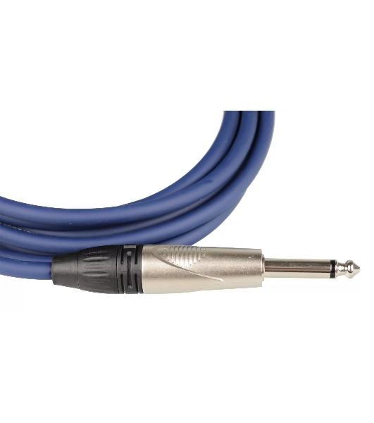 Кабель гитарный FORCE FGC-09/3 BL1/4' TS Jack - 1/4' TS Jack, высококачественный, малошумящий с проводниками из безкислородной меди OFC, диаметр 6 мм, профессиональные металлические разъемы, длина 3 м, цвет синий