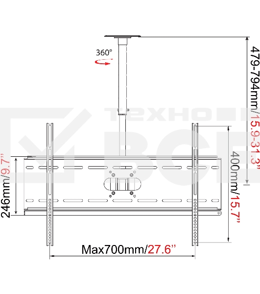 Кронштейн для телевизора Cactus CS-CP04-R черный 37