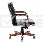 Кресло руководителя Бюрократ T-9927WALNUT-LOW/BL черный, кожа, низкая спинка, крестовина дерево, фото15